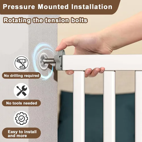 Miniatura 5 de Puerta de bebé extra alta de 41 pulgadas para perros grandes y mascotas en interiores, sin saltar, 30-40.9 pulgadas de ancho, puerta resistente
