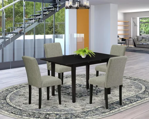 Miniatura 2 de East West Furniture NOAB5-BLK-06 - Juego de comedor de 5 piezas que incluye una mesa de comedor rectangular con hoja de mariposa y 4 sillas Parson