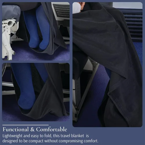 Miniatura 4 de Brookstone Manta de viaje – Manta de forro polar súper suave con bolsillo para el pie, manta de viaje ligera y compacta, esencial para el avión