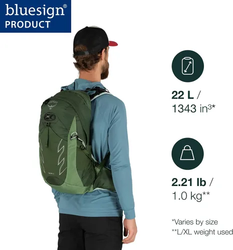 Miniatura 3 de Osprey Talon 22L Mochila de senderismo para hombre con cinturón de cadera, color azul cerámica, S/M