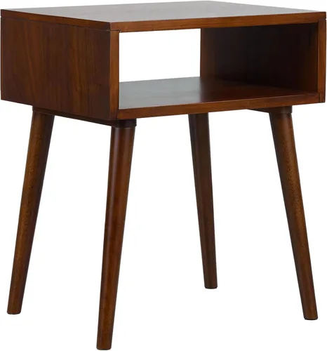 Miniatura 21 de NTC Mesita de noche Lux de roble macizo con cajón, mesa auxiliar moderna de mediados de siglo, muebles de noche, mesa auxiliar, fácil montaje, negro