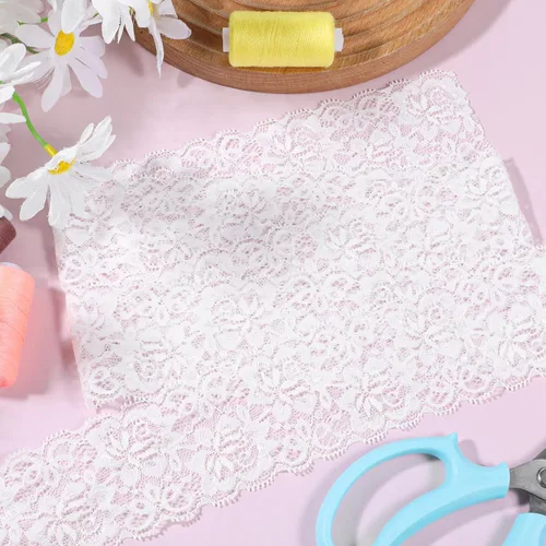 Miniatura 6 de Cinta de encaje blanco de 5 yardas, encaje blanco de 2.36 pulgadas de ancho de algodón vintage, adornos de ganchillo, adornos de costura