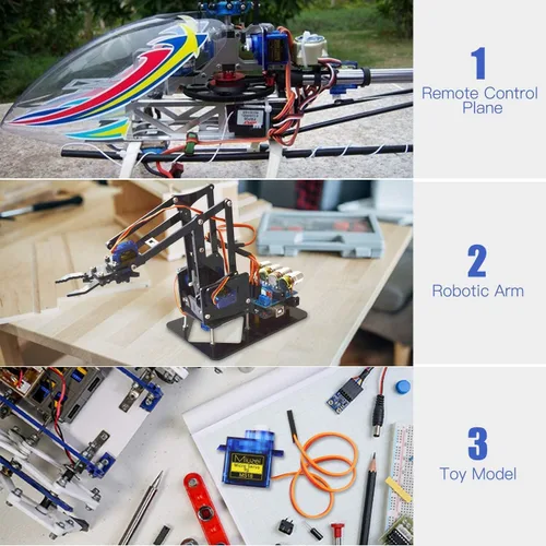 Miniatura 5 de Sg90 - Micro servomotor de 0.32 oz, Miuzei Mini Servos pequeños para Arduino RC Car DIY avión, robot, helicóptero, barco (3 piezas)