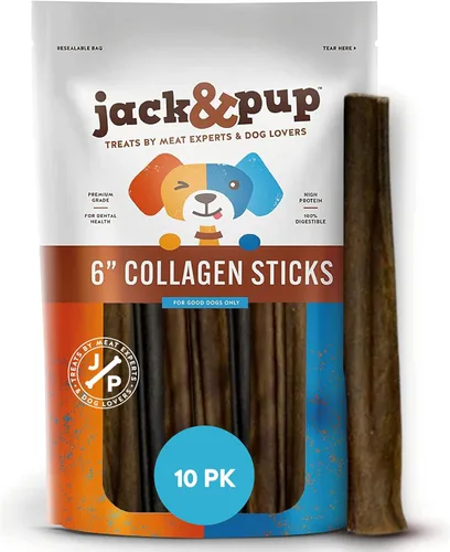 Miniatura 9 de Jack&Pup Palitos de colágeno de carne de res trenzados de 6 pulgadas para perros, masticables sin cuero crudo de larga duración Golosinas