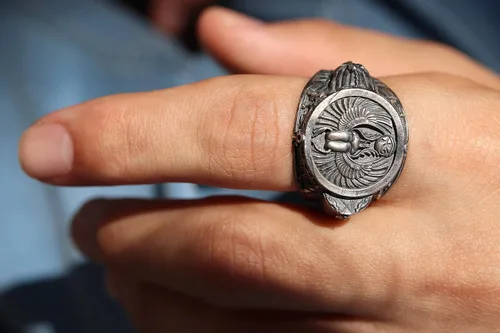Miniatura 4 de Anillo de escarabajo de faraón egipcio piramidal, 0.017-0.022 libras, 1,02 x 1,14 pulgadas, anillo de sello de la mitología egipcia antigua Ankh