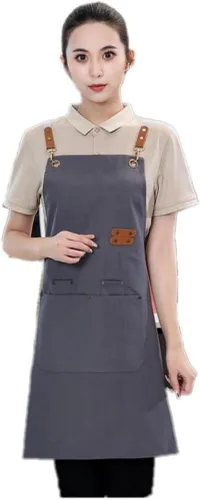 Miniatura 8 de Delantal de chef de lona, delantal de espalda cruzada para hombres y mujeres con correas ajustables y bolsillos grandes, delantal de lona