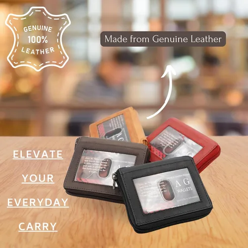 Miniatura 7 de ag wallets Cartera de cuero con cremallera para hombre con inserciones (negro)