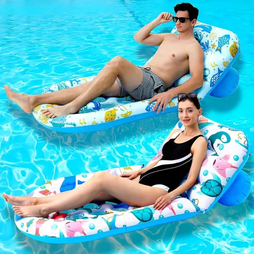 Paquete de 2 flotadores de piscina para adultos, flotadores de piscina Instaywell con respaldo ajustable, balsas flotantes, hamaca de agua,