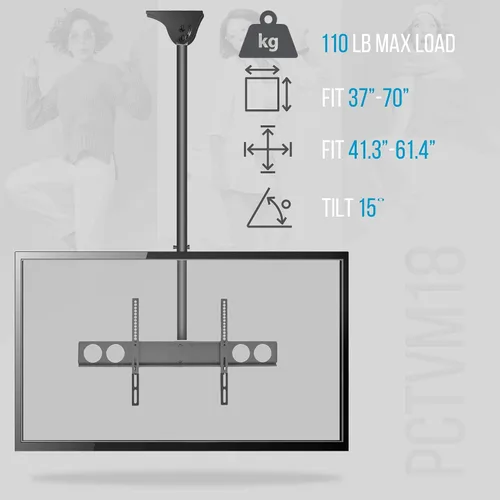 Miniatura 3 de Pyle Soporte de montaje de monitor universal VESA vertical inclinable para TV de altura ajustable con brazo telescópico, soporta HDTV de 37 a 70