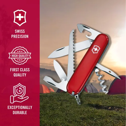 Miniatura 9 de Victorinox Camper – Navaja de bolsillo del Ejército Suizo con 13 funciones, color rojo