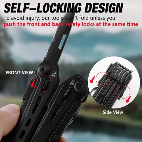 Miniatura 4 de FLISSA Multiherramienta de acero inoxidable 16 en 1, regalos para hombres, multiherramienta EDC con cuchillo de bolsillo, alicates, clip