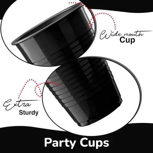 Miniatura 6 de Party Solids Vasos de plástico negros - 12 onzas, paquete de 100