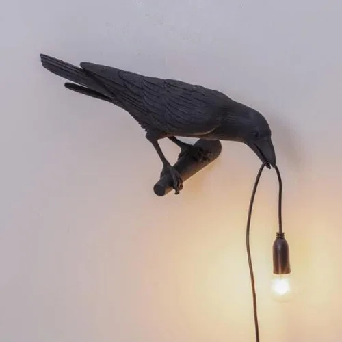 Miniatura 3 de NorDiem Lámpara de pared de cuervo, aplique de pared gótico único de pájaros de cuervo para mesita de noche, dormitorio, sala de estar, decoración