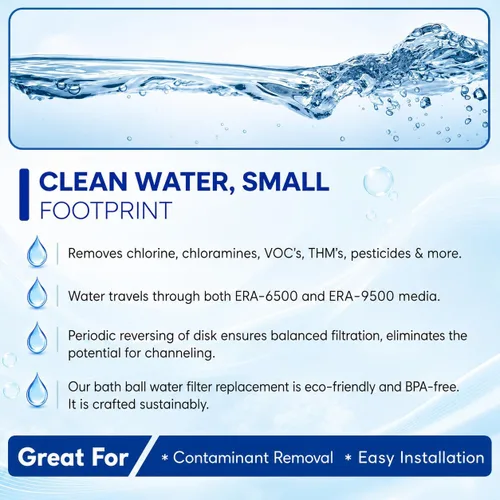 Miniatura 6 de Cartucho de repuesto para bola de baño Crystal Quest – Elimina el cloro, PFAS y olores – Filtro de agua fácil de instalar – Ecológico, duradero