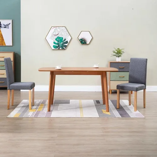 Miniatura 11 de Modern Dining Chairs Set of 2 Black Fabric Upholstered with Rubber Wood Frame for Kitchen Dining Room Farmhouse Decor
