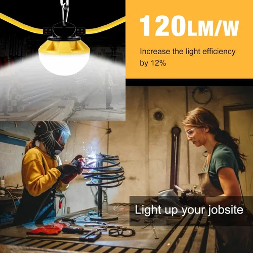 Miniatura 2 de Luces de cadena de construcción de 50 pies con jaula protectora, luces de trabajo LED de cadena impermeables IP65, luz diurna 5000K con cable 18AWG