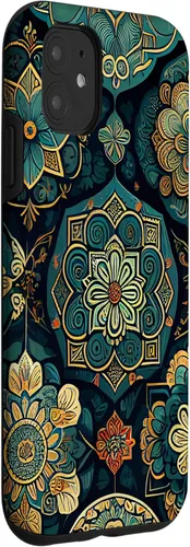 Miniatura 3 de iPhone 11 - Funda bohemia vintage marroquí con patrón retro floral bohemio