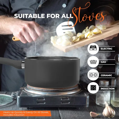 Miniatura 7 de Utopia Kitchen, olla antiadherente de 2 cuartos con tapa de cristal, multiusos, para el hogar, cocina o restaurante