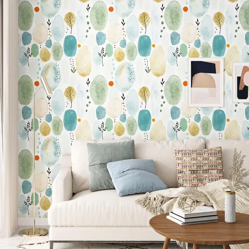 Miniatura 3 de Papel tapiz abstracto azul para despegar y pegar, papel de contacto geométrico, papel tapiz bohemio para baño, papel de pared autoadhesivo extraíble