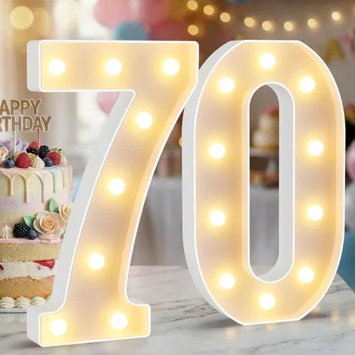 Miniatura 33 de Letrero de números con luz LED de marquesina, letrero de números de cumpleaños iluminado para decoración de fiesta de cumpleaños, pared de bar