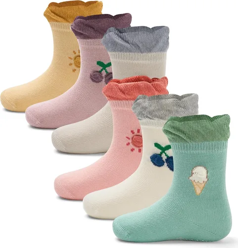 Miniatura 13 de Calcetines de algodón para bebés y niños pequeños con empuñaduras, antideslizantes, 6