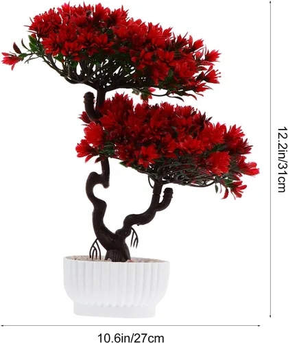 Miniatura 2 de Hemoton Árbol bonsái de pino simulado de 10.6 pulgadas artificial en maceta para decoración de escritorio de oficina en casa, árbol bonsái sintético