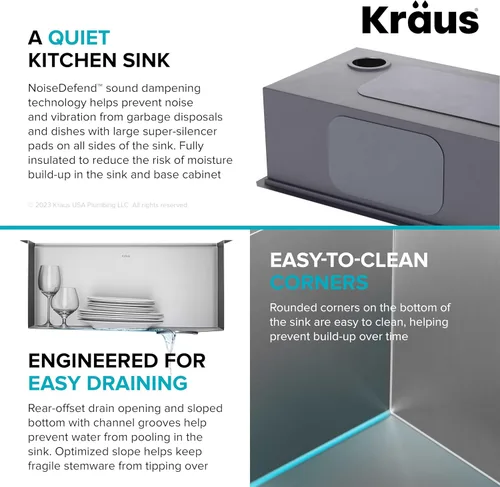 Miniatura 10 de KRAUS KWU111-23 Kore - Fregadero de cocina con estación de trabajo de 23 pulgadas, para empotrar, cuenco individual, de acero inoxidable calibre 16