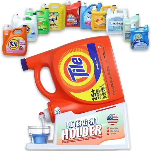 Miniatura 15 de TidyFriend - Paquete de 3 soportes para detergente líquido con bandeja de goteo y patas de agarre de goma, soporte para organización y Blanco