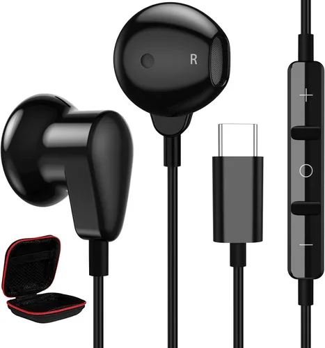 ACAGET Auriculares USB tipo C para Samsung Galaxy S26 Ultra S25 S24 FE S23 S22 Z Fold 6 Flip 5 Auriculares estéreo de alta fidelidad con micrófono