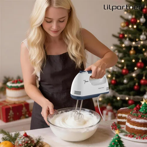 Miniatura 5 de LILPARTNER Batidora de mano eléctrica, pequeña batidora de alimentos de 7 velocidades, 304 x (1 batidor, 2 batidores, 2 ganchos de masa) licuadora