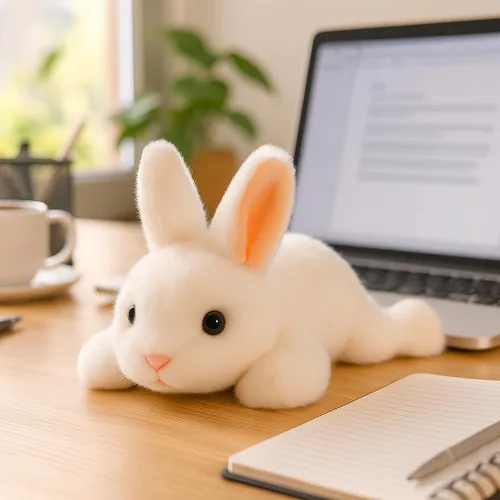 Miniatura 6 de Adorable conejo de Pascua de peluche de conejo blanco suave, lindo regalo de cumpleaños de Pascua para niños y niñas pequeños