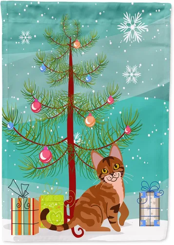 Miniatura 34 de Caroline's Treasures BB4411GF Bandera de jardín con diseño de gato abisinio con texto en inglés "Merry Christmas" para jardín, bandera decorativa