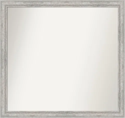 Miniatura 497 de Amanti Art Espejo de baño plateado para sobre fregadero, 23 x 23 pulgadas, espejo cuadrado plateado en ángulo, marco de madera moderno medio, se