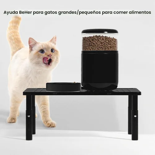 Miniatura 7 de Soporte ajustable para comederos automáticos para gatos, soporte elevado antideslizante para gatos y cachorros, se adapta a la mayoría de comederos