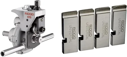 Miniatura 8 de RIDGID 25638 Modelo 975 2 en 1 Máquina ranuradora de rollos combinada portátil y llave de tubo recta de aluminio RIDGID 31100 modelo 818 Paquete