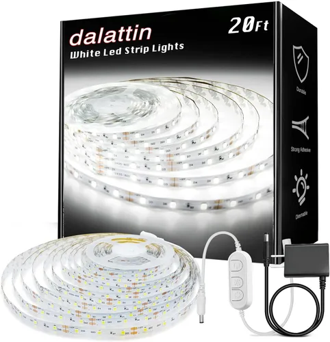 Miniatura 14 de dalattin Tira de luces LED blancas, tira de luz LED regulable de 40 pies, 6500 K, luz blanca brillante de 24 V, 720 LED 2835 cinta de luces