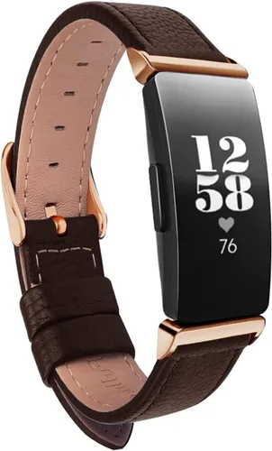 Miniatura 4 de Bandas de cuero compatibles con Inspire 3 para mujeres y hombres, correa de muñeca con accesorios (negro/oro rosa)
