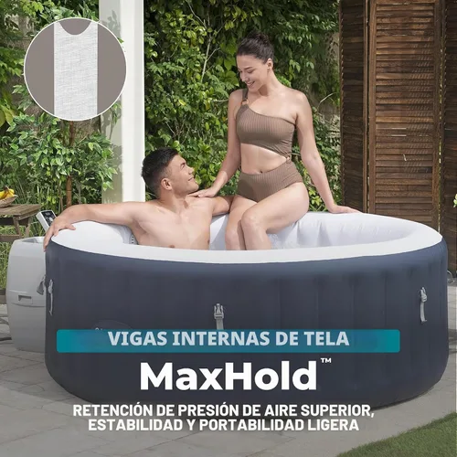 Miniatura 6 de Bestway SaluSpa Miami - Bañera de hidromasaje inflable para 2 a 4 personas, spa portátil de bajo consumo redondo para exteriores con 120 AirJets, 71