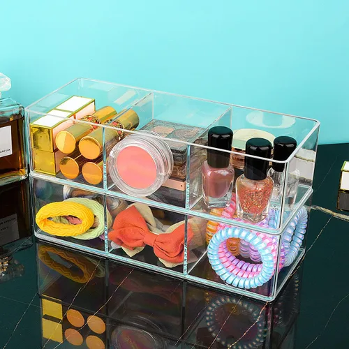 Miniatura 5 de JessLab Organizador de Acrílico, Paquete de 2 Secciones de Cubo Organizador de Maquillaje para Cajón, Organizador de Maquillaje para Tocador