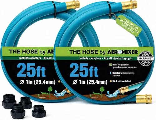 Miniatura 15 de Aeromixer THE HOSE - Manguera de jardín de 1 pulgada de 15 pies con juego de adaptadores para espitas de 3/4, mangueras de jardín comerciales sin