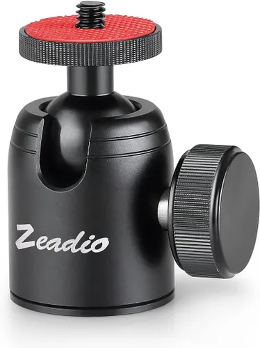 Miniatura 8 de Zeadio Mini cabeza de bola, con montaje de tornillo de 1/4" y 3/8" para cámaras, DSLR, monopie, deslizador