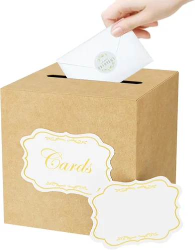 Miniatura 22 de WNINK Caja de tarjetas negra, caja de recepción de tarjetas de regalo para graduaciones, fiestas de cumpleaños, recepciones de boda, despedidas
