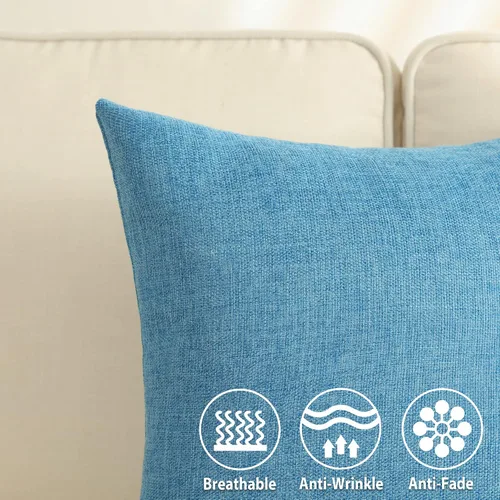 Miniatura 2 de Stellhome Juego de 2 fundas de almohada de lino para sofá, fundas de cojín decorativas sólidas de otoño para decoración del hogar, 16 x 16 pulgadas