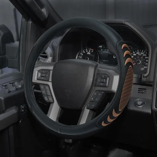 Yangday Funda de cuero para volante de automóvil para Ford F150 F250 F350, de 15.5 a 16 pulgadas, Funda de Volante de Coche con partículas de masaje