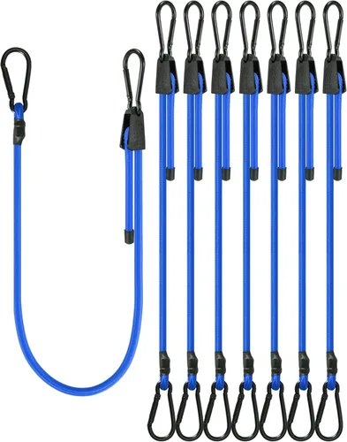 Miniatura 22 de Paquete de 4 cordones elásticos planos ajustables de 3 vías con ganchos, fácil de ajustar la longitud de los 3 lados, Lucky Straps 30 pulgadas
