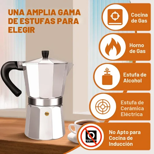 Miniatura 4 de Estufa de aluminio de 2 tazas de café expreso Moka Pot Express Percolator Italiano Classic Mocha Máquina de café para café italiano y cubano Plateado