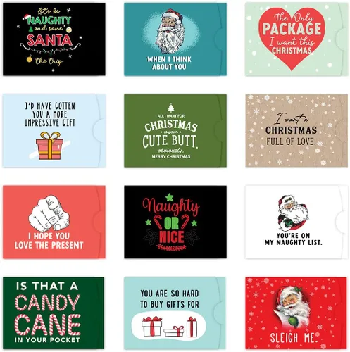 Miniatura 12 de Andaz Press Divertido surtido de portatarjetas de regalo de Navidad, 4.25 x 3 pulgadas para tarjetas de crédito de Papá Noel secreto, elefante