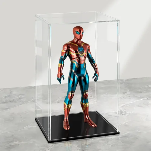 Miniatura 33 de LANSCOERY Vitrina de Acrílico, Caja de Exhibición Ensamblable para Coleccionables, con Diseño a Prueba de Polvo y Sin Costuras, Base Negra de Negro