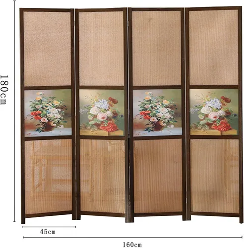 Miniatura 6 de 4 Panel Bamboo Room Dividers 6x6 Feet, 6 Ft Tall Folding Privacy Screen, Wall Divider Panels, Partition Screen for Office, Privacy Partition for