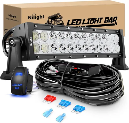Miniatura 11 de Nilight - Barra de luz LED de 13.5 pulgadas, triple fila, encendido por encendedor de cigarrillos, base magnética fuerte, combo de punto y de Barra
